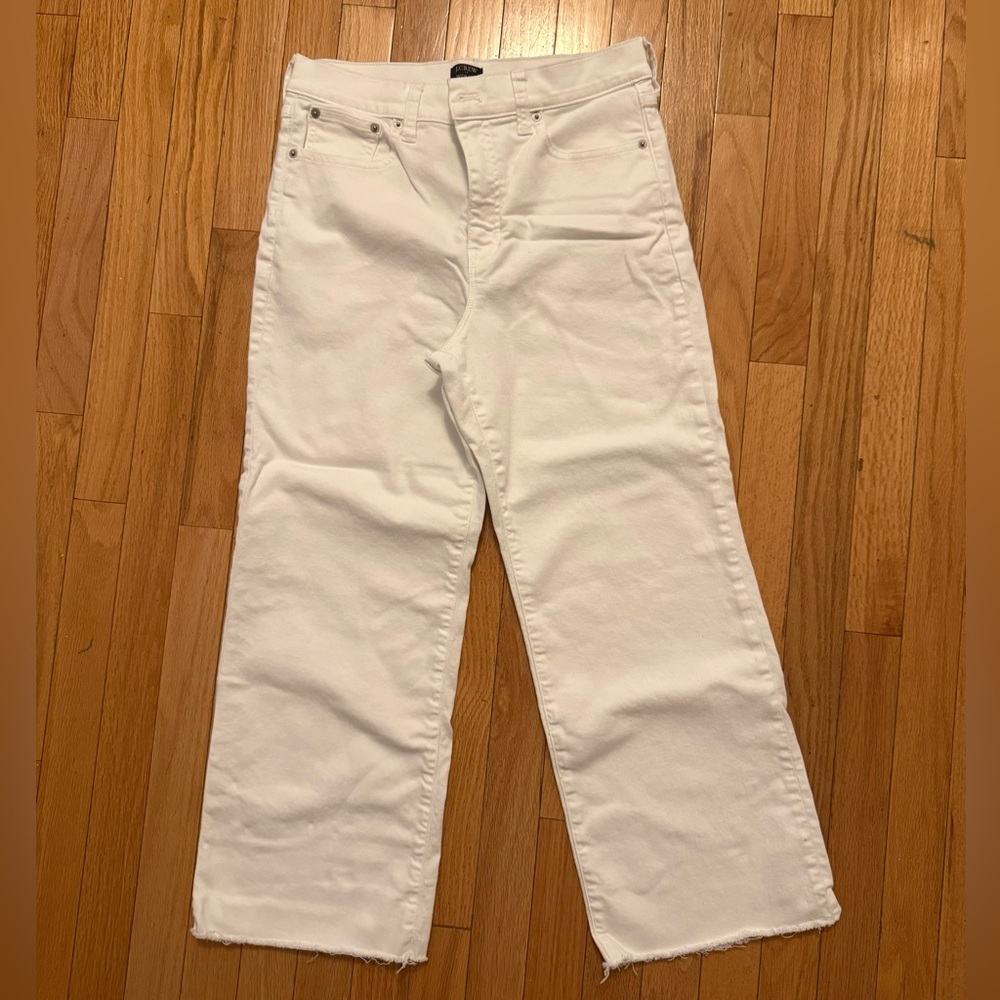 Jcrew White Wide Leg Cropped Jeans